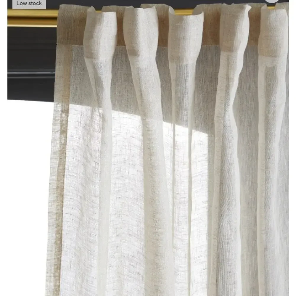 Quince Set of 2 European Linen Sheer Curtain Panels 48